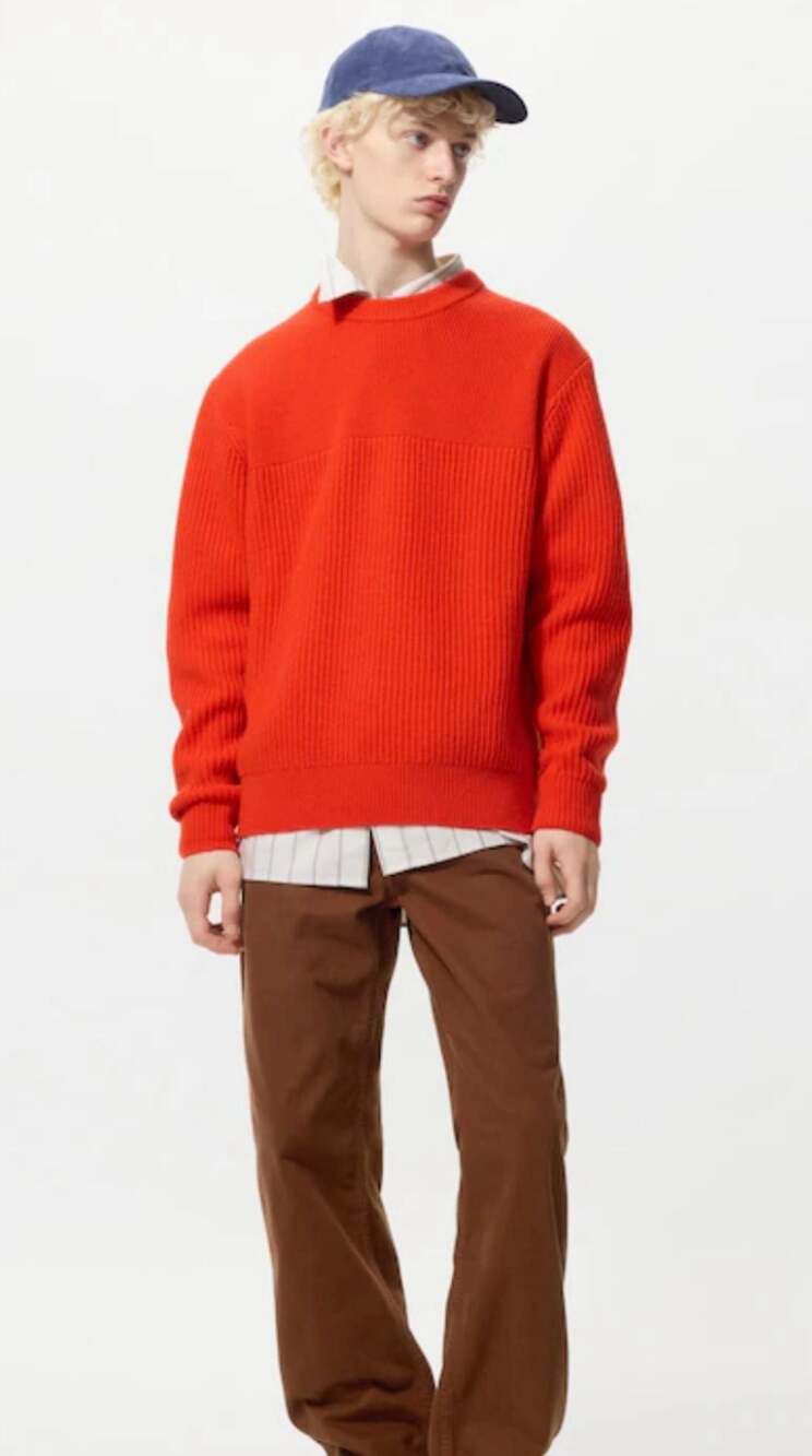 JW Anderson x Uniqlo Red Ribbed Crewneck Sweater Size M
